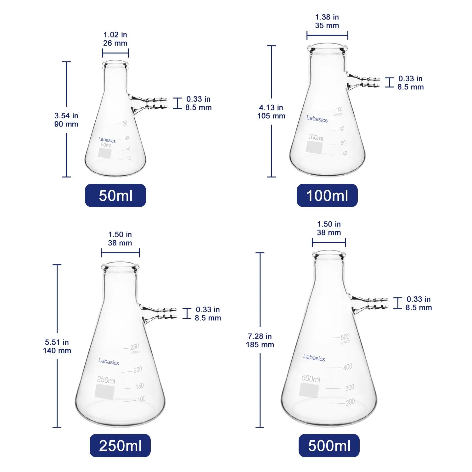 Glass Filtering Flask, 50-5000mL Labasics