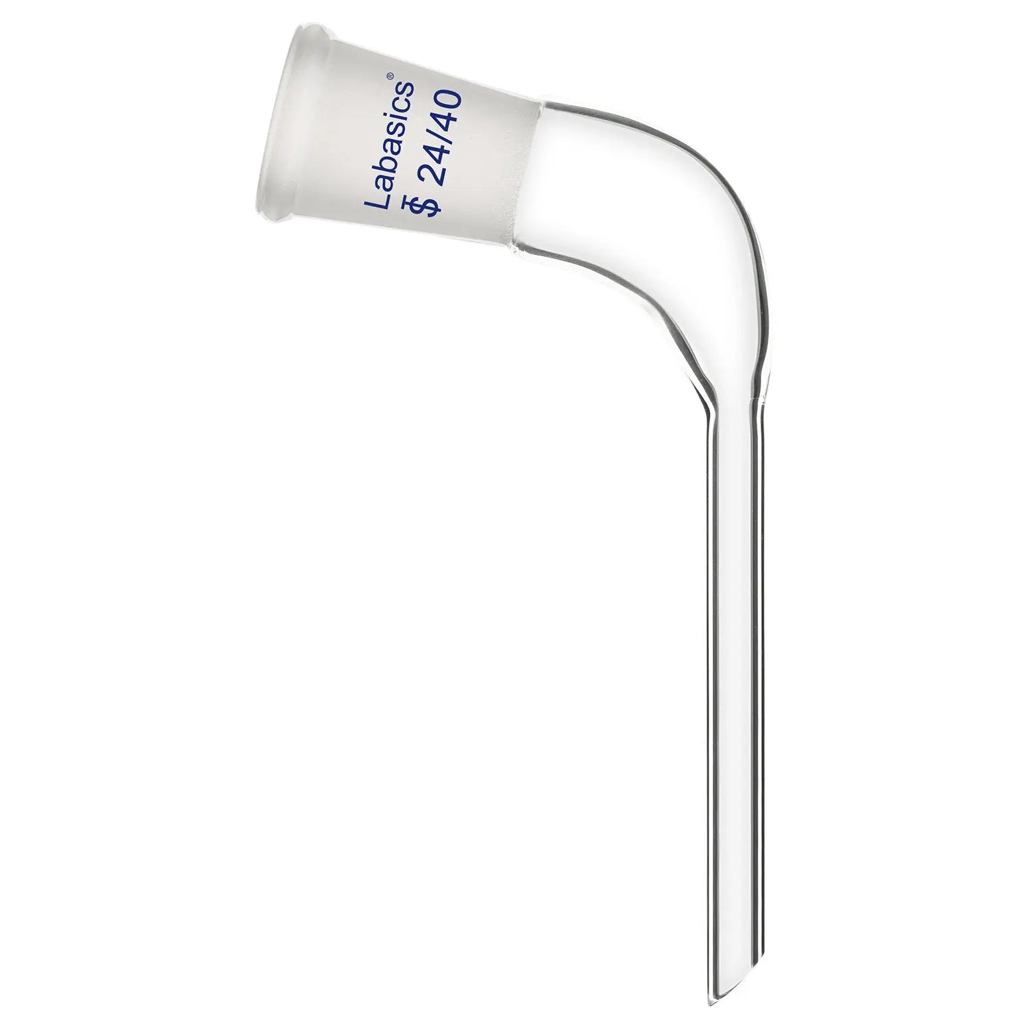 Borosilicate glass 105° angle distilling adapter, 24/40 joint, 10 mm diameter tail tube, heavy-duty and reusable for chemistry experiments