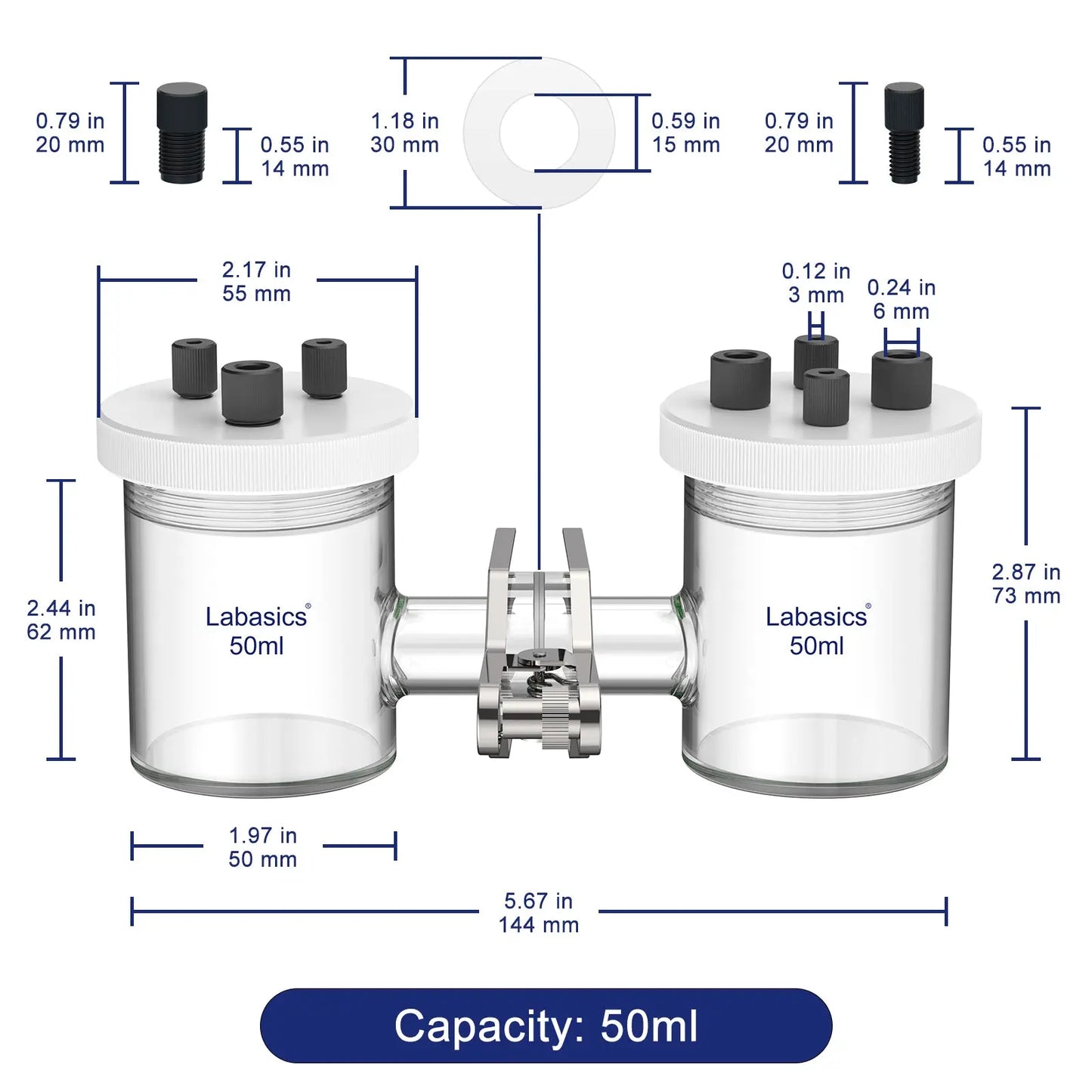 H-Type Electrolytic Cells, 50-100 mL Labasics shop