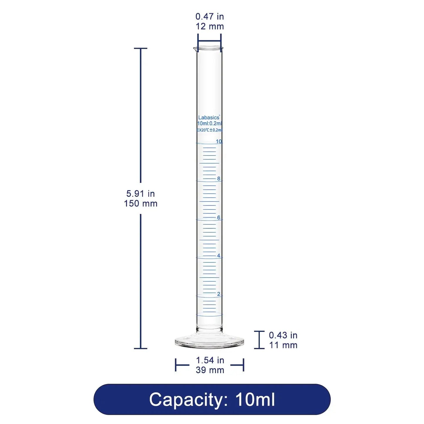 Measuring Cylinder,10-250 mL, 4 Packs Labasics