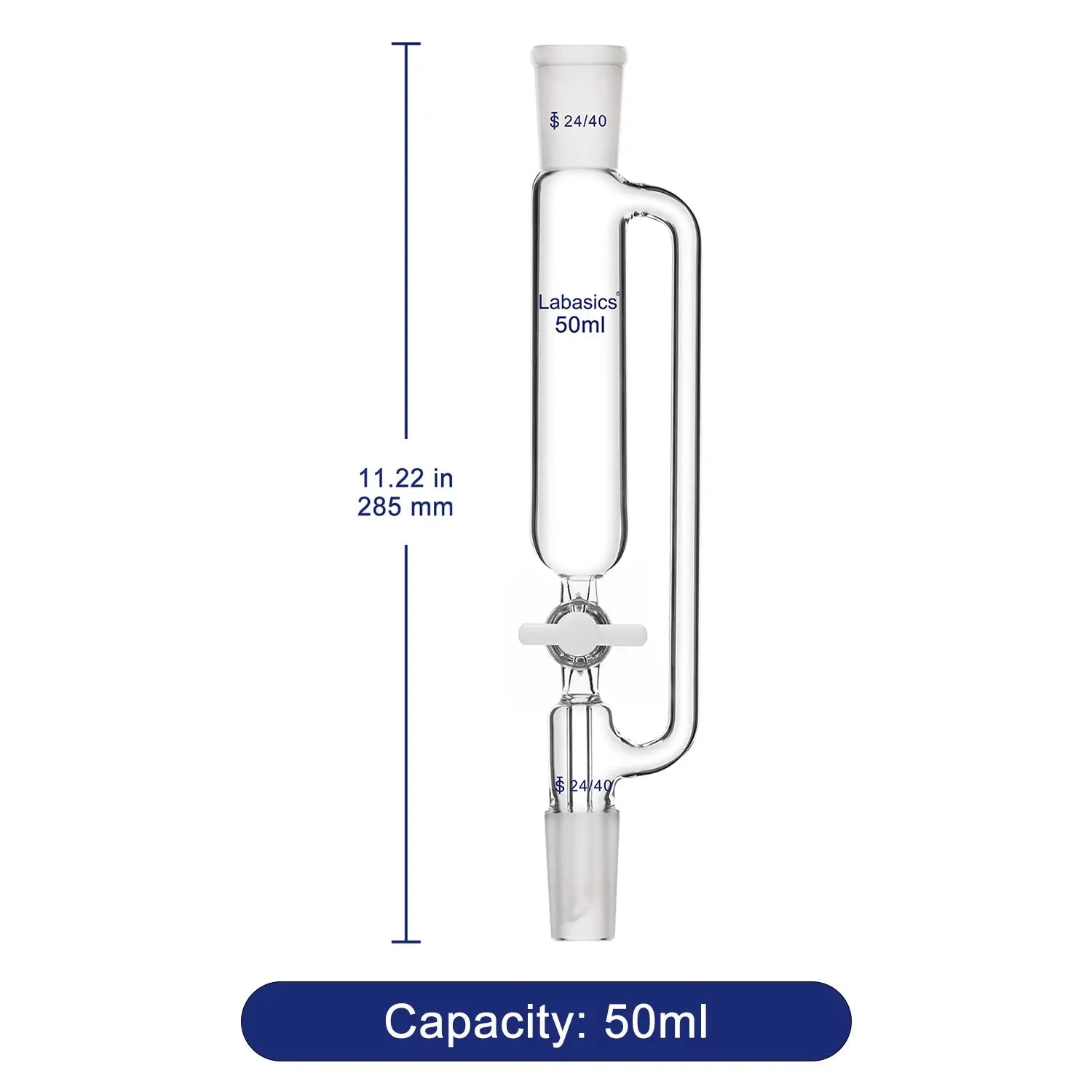 Pressure Equalizing Addition Funnel, Borosilicate Glass Dropping Funnel 24/40 Joint Labasics