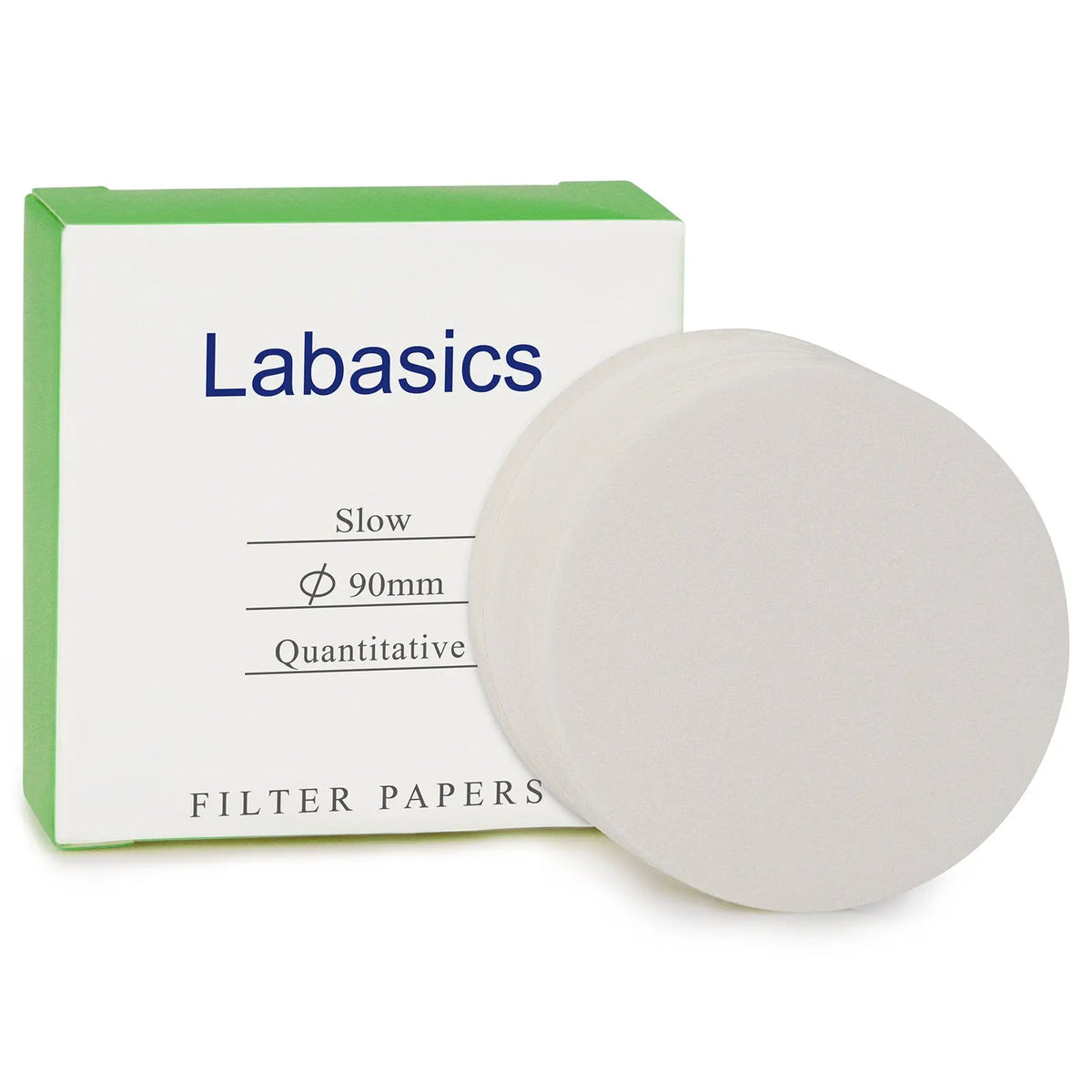 Quantitative Filter Paper, Slow Filtration Speed, 100 Pack, 70-90 mm Diameter Labasics