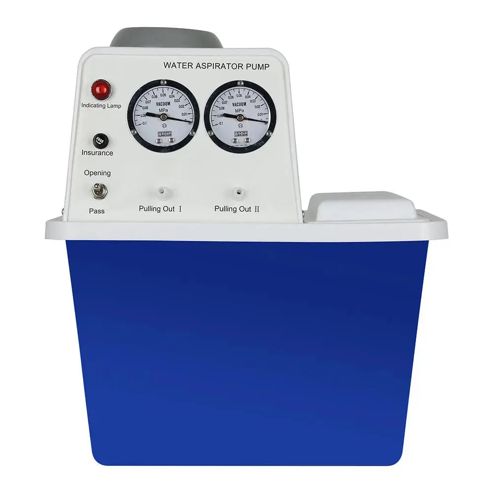 Recirculating water vacuum pump, 80 L/min flow rate, ABS plastic structure, copper coil motor, stainless steel shaft, fluid muffler, fluororubber sealing, chemical laboratory use