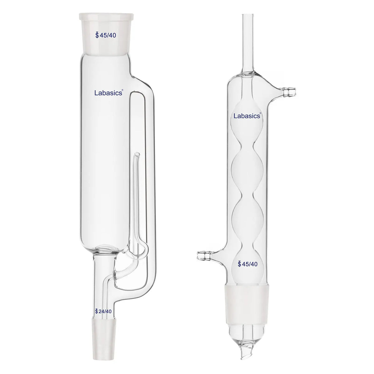 Soxhlet extractor set, borosilicate glass, 45/40 top joint and 24/40 bottom joint, lab extraction apparatus