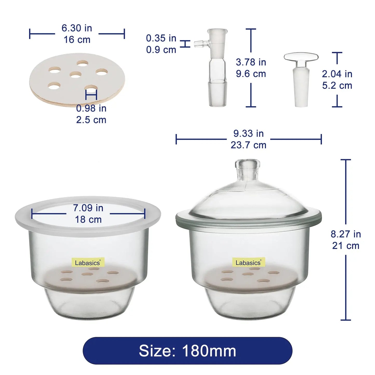 Glass Lab Vacuum Desiccator, 24/29 Joint Labasics