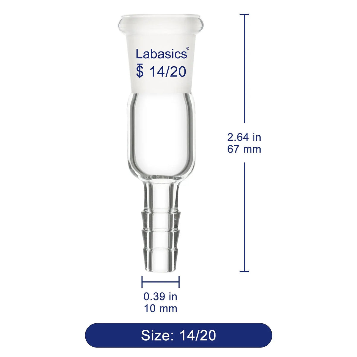 Glass Vacuum Inlet Adapter, 8mm (0.31inch) hose connection Labasics