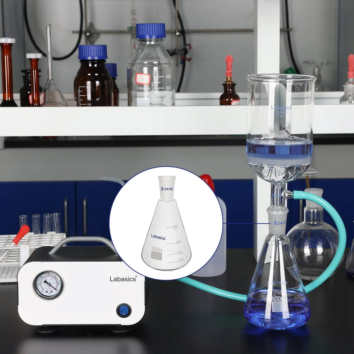 Glass Erlenmeyer Flask, 24/40 Standard Taper Outer Joint, 100/500/1000 mL Labasics