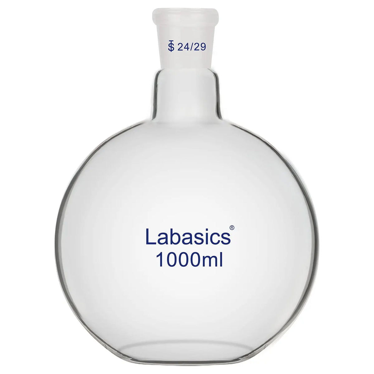 1000 ml 1-neck flat bottom flask, borosilicate glass, 24/29 joint, heavy-wall heating vessel for laboratory reactions