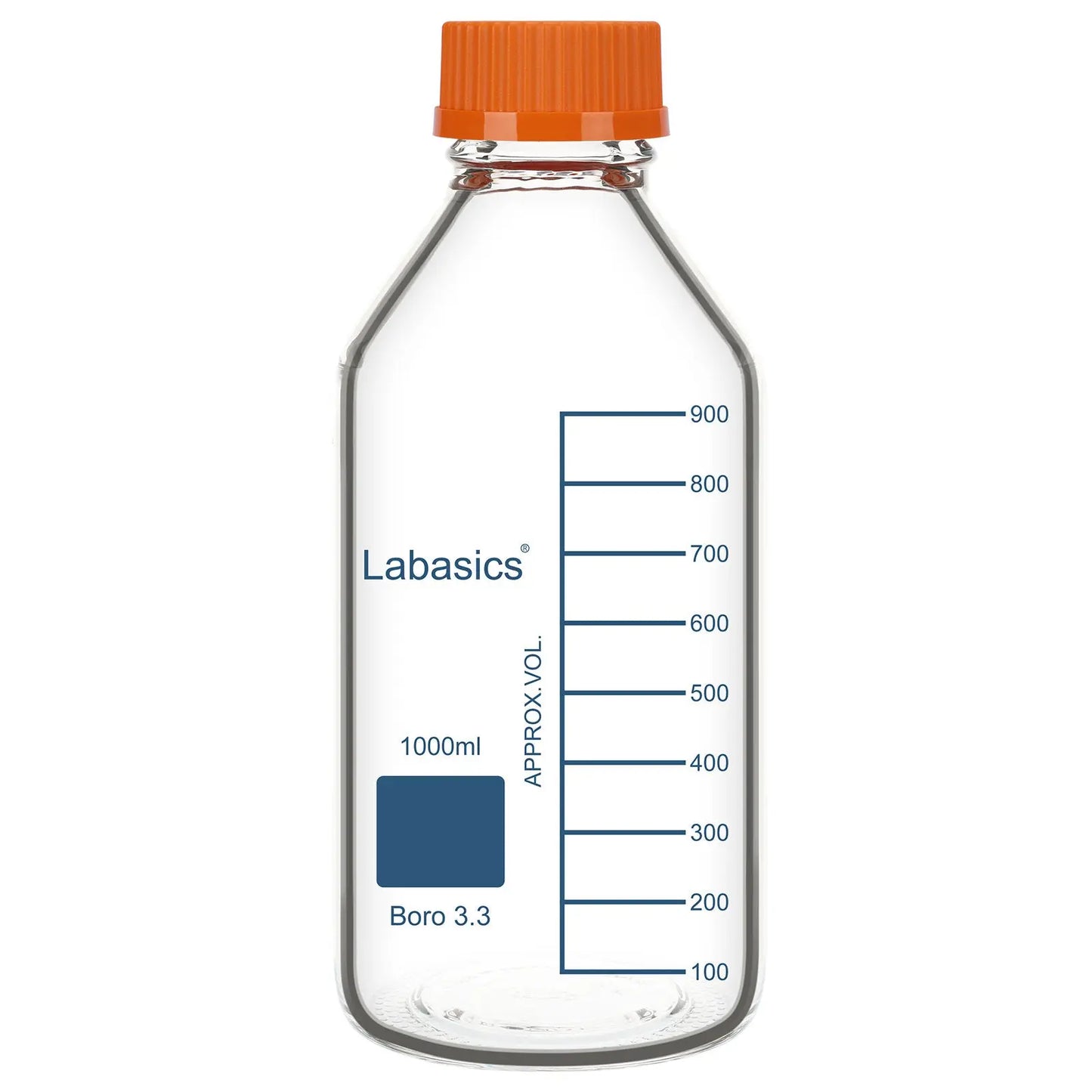 Transparent Media Storage Bottle, Borosilicate Glass, 250–2000 mL Labasics Shop