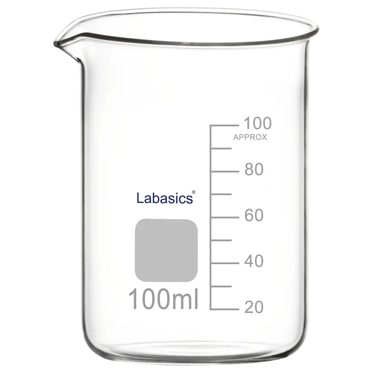 Labasics 100 ml low-form glass beaker with spout for mixing and pouring chemicals