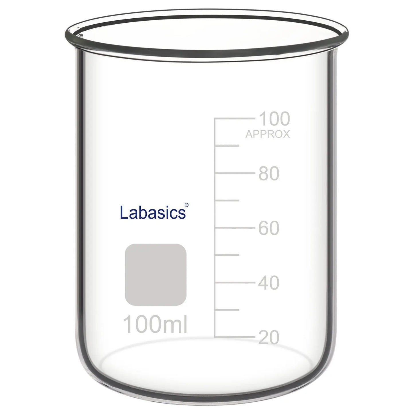 100 ml borosilicate glass beaker, spoutless design, durable and heat-resistant