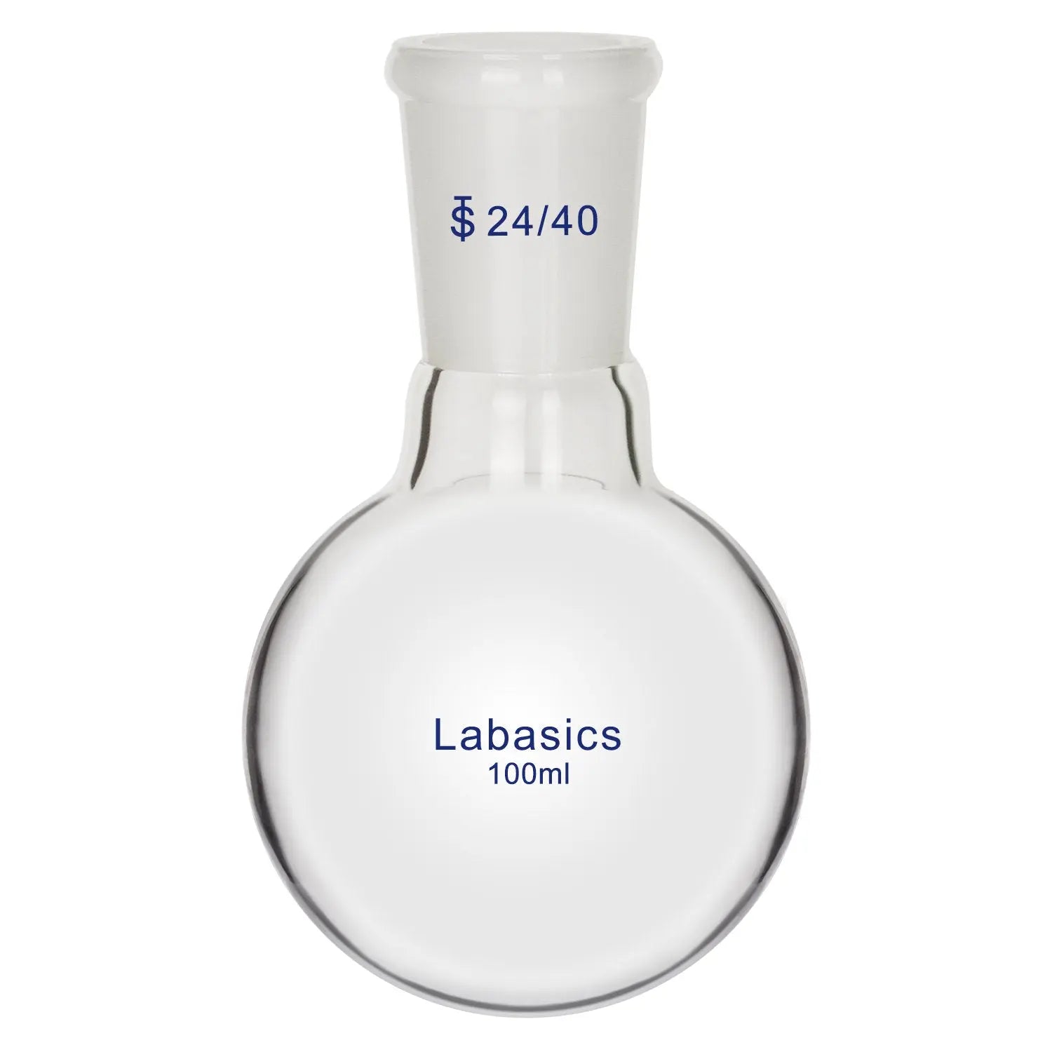 Round bottom flask short neck, 100 mL, 24/40 joint, borosilicate glass, acid-resistant for laboratory mixing and heating