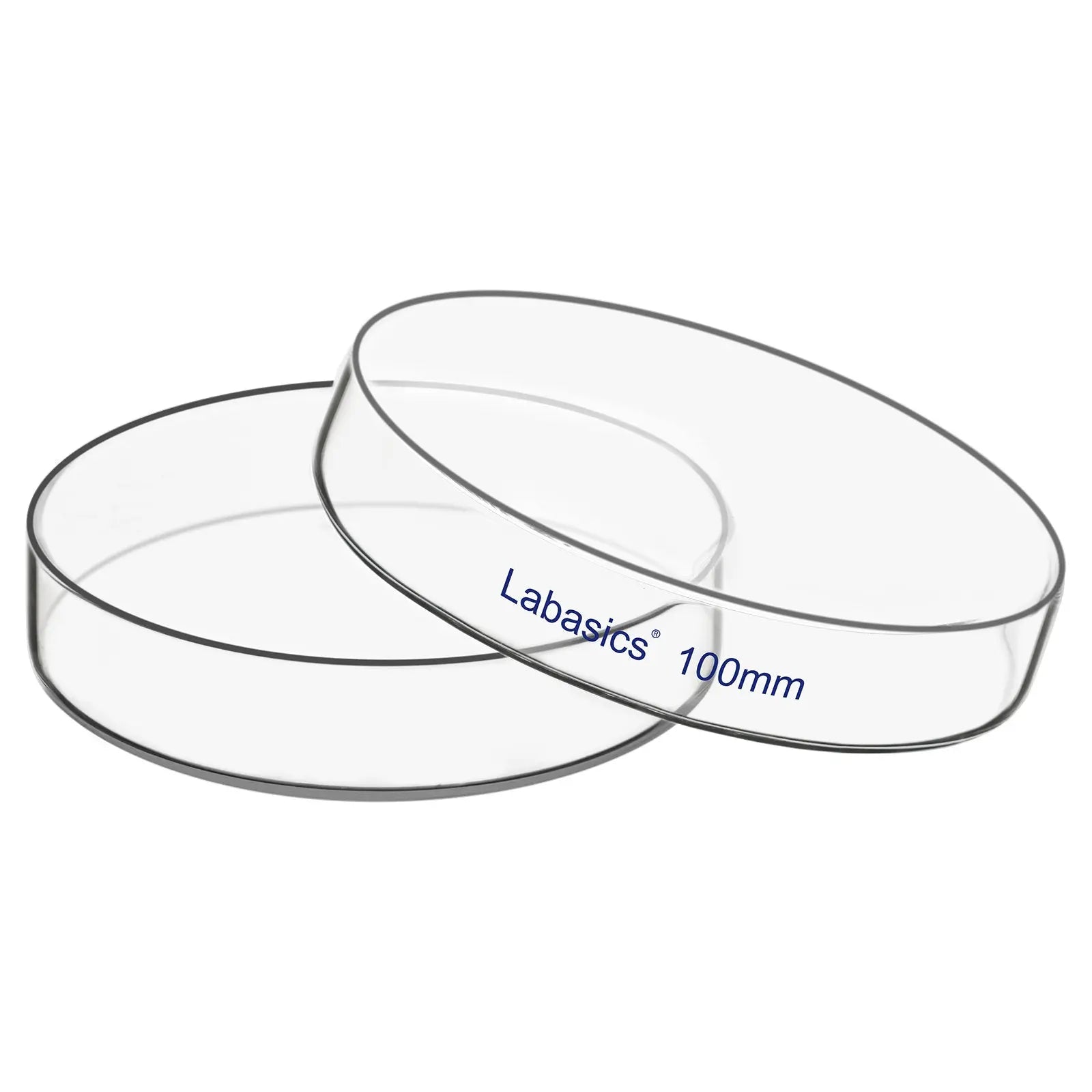 Glass petri dish with lid, 100 mm diameter, borosilicate glass, heat-resistant and reusable, suitable for laboratory culture and testing