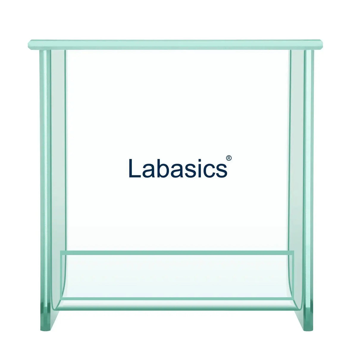 Square TLC developing tank, 11.8×6.8×12.3 cm, dual solvent chambers, borosilicate glass, ground glass lid, simultaneous dual-plate development for lab and quality testing