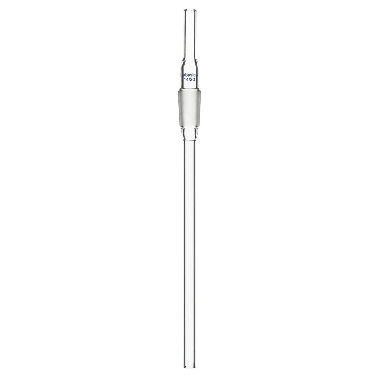 Borosilicate glass extended adapter with 8mm drip tube, 150 mm tube length, durable and reusable for lab chemical setups