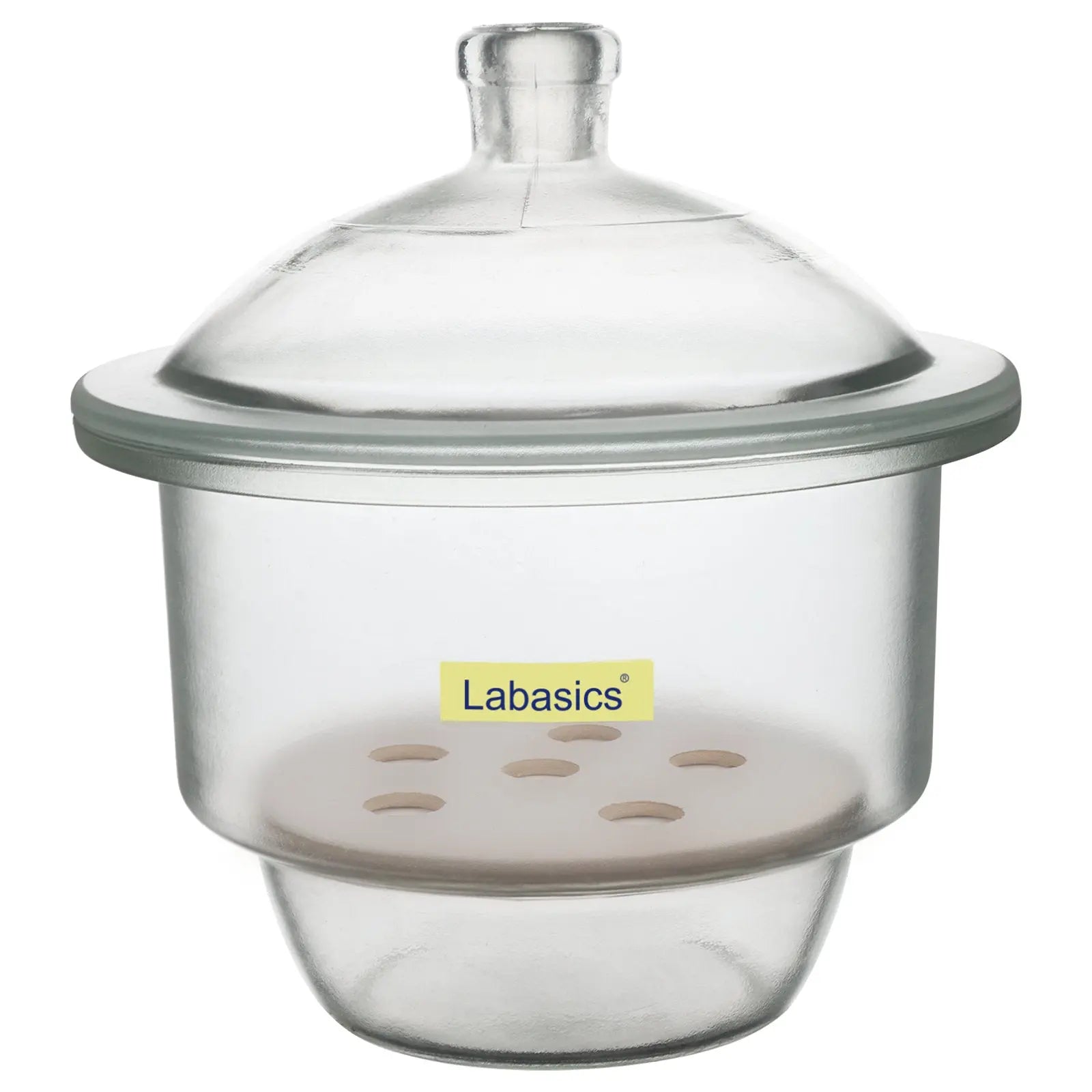 180 mm glass desiccator, borosilicate chamber, porcelain plate, lab moisture protection container