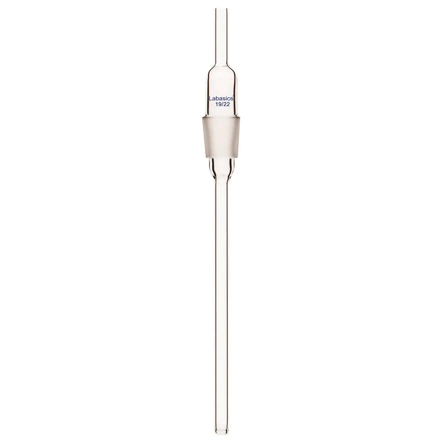 Labasics 8mm OD drip tube extended adapter, heavy-duty borosilicate glass, resistant to heat and chemicals for lab applications