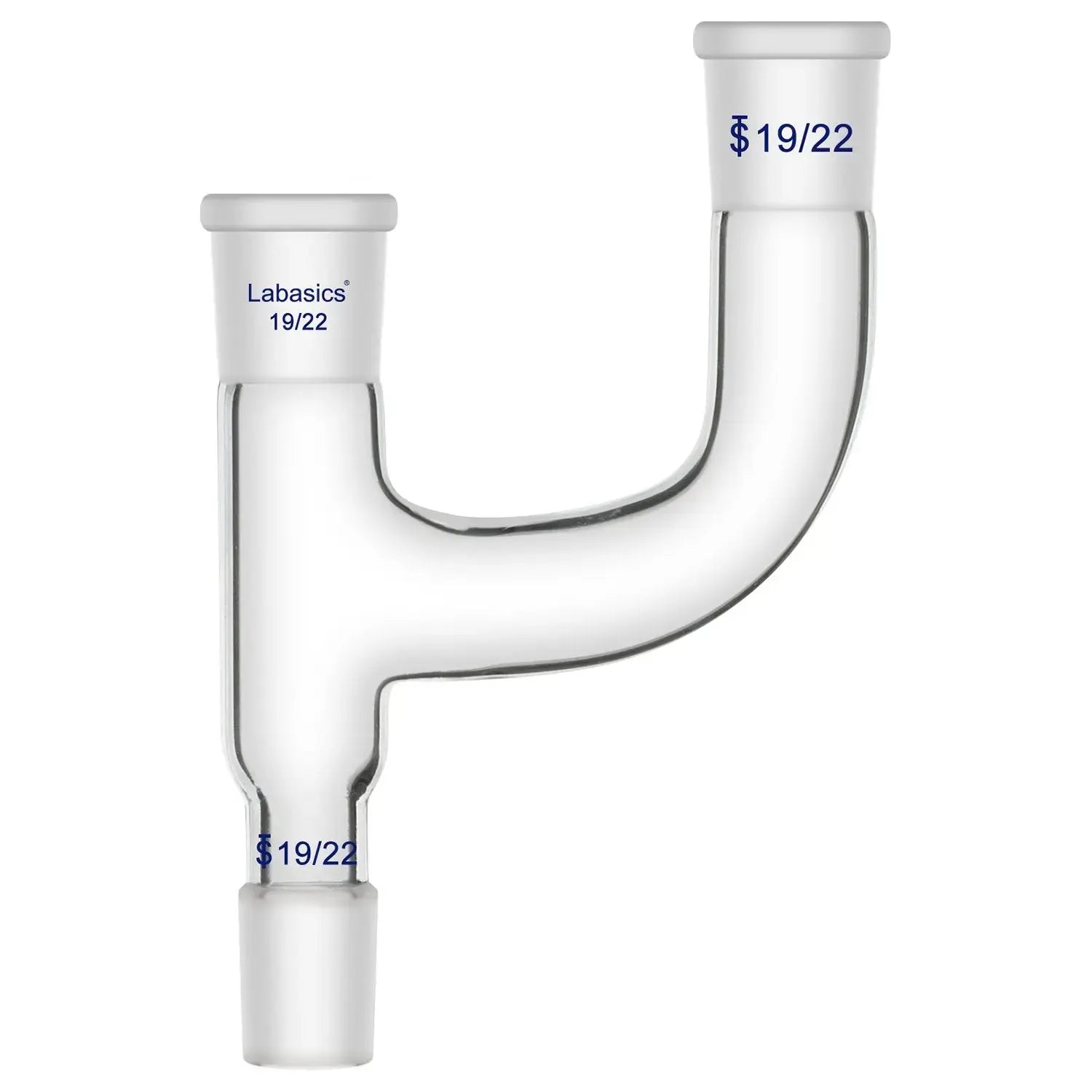 3-way Claisen distillation adapter, 19/22 ground joints, high-borosilicate glass, three-way connection, leak-resistant structure for stable distillation assemblies