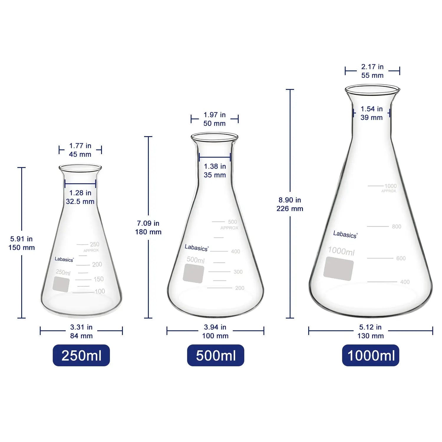 Erlenmeyer Flask, Wide Mouth, 250-1000 ml Labasics