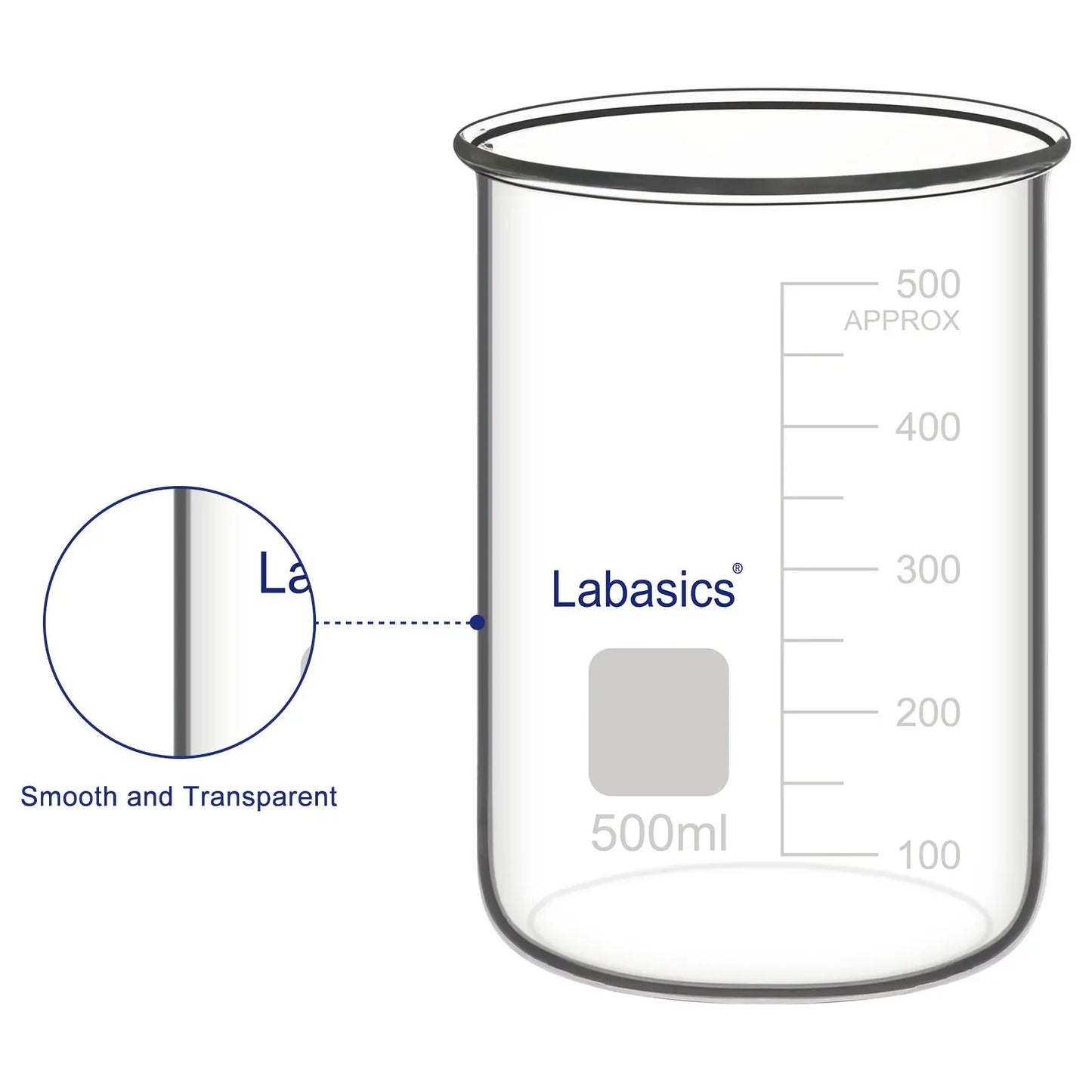 Glass Beaker, No Spout, 50-500 ml Labasics