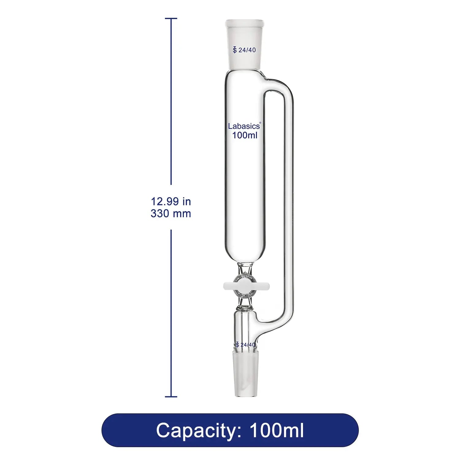 Pressure Equalizing Addition Funnel, Borosilicate Glass Dropping Funnel 24/40 Joint Labasics
