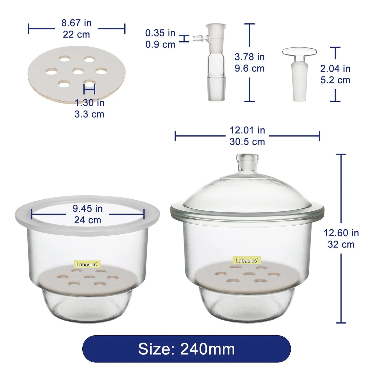 Glass Lab Vacuum Desiccator, 24/29 Joint Labasics