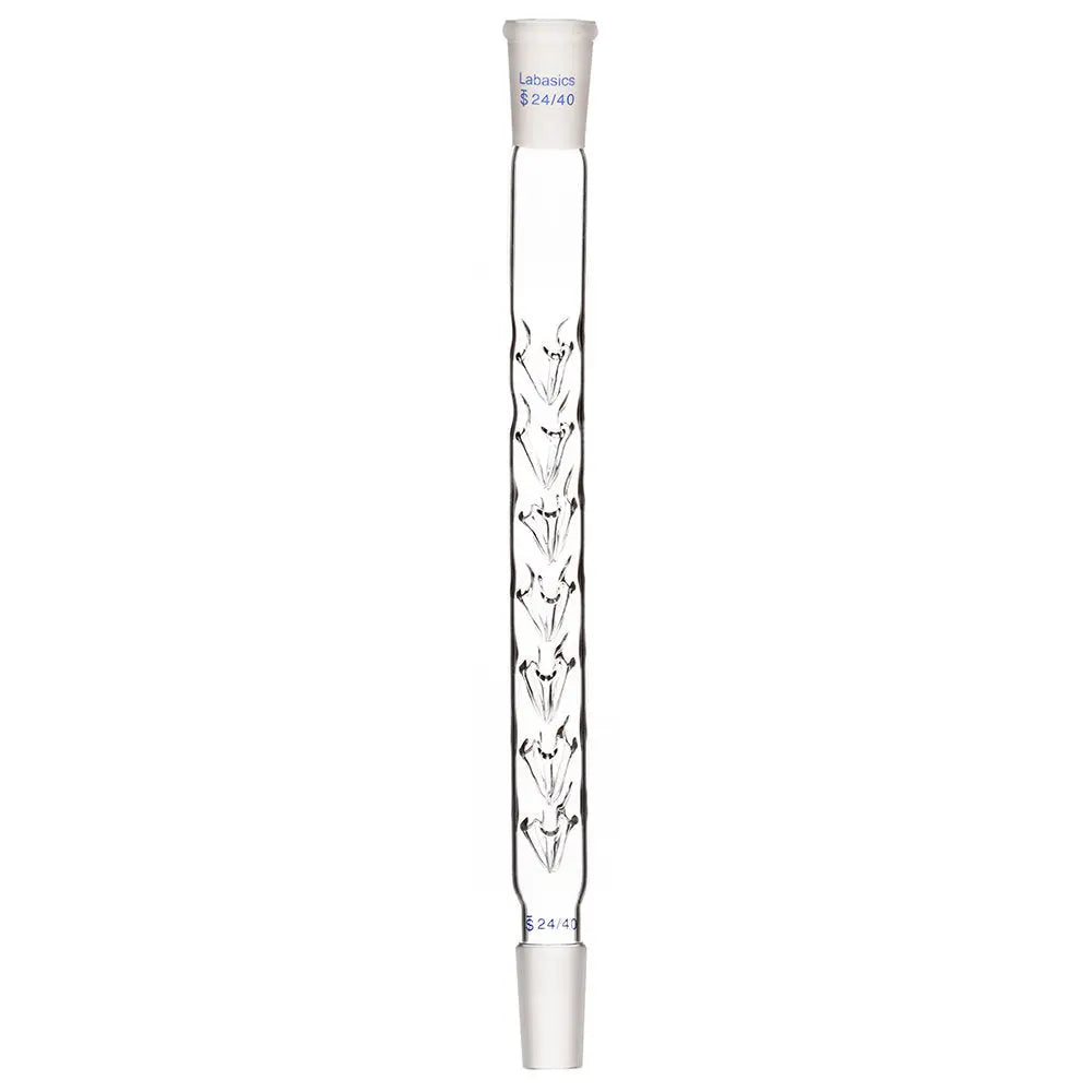 Vigreux distillation column, 200 mm length, borosilicate glass, 24/40 top and bottom joints, heavy-duty, reusable, ideal for fractional distillation