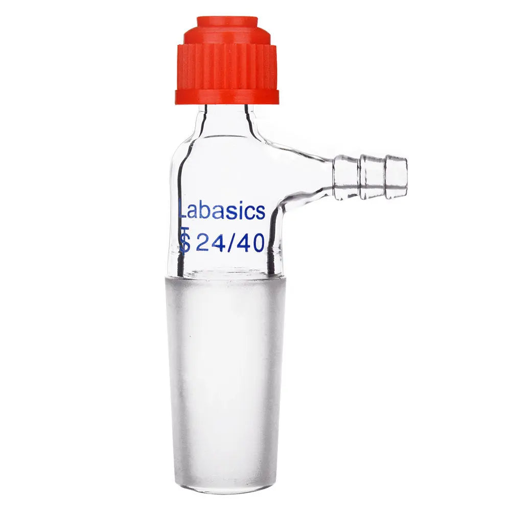 Glass inlet thermometer adapter with 24/40 joint, suitable for vacuum or gas flow control in chemical laboratory setups