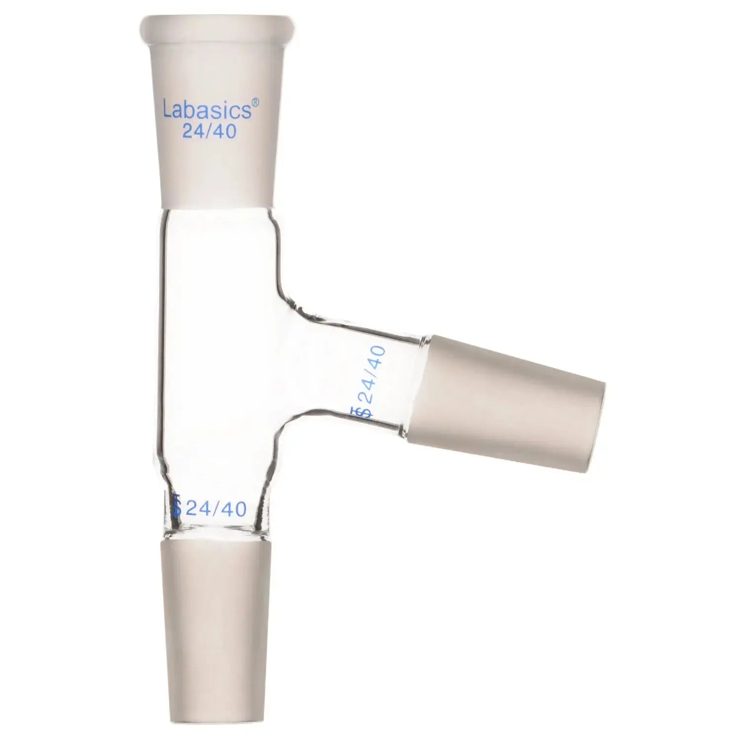 3-way borosilicate glass distilling adapter, 24/40 joint, durable and reusable, ideal for connecting condenser and thermometer in experiments