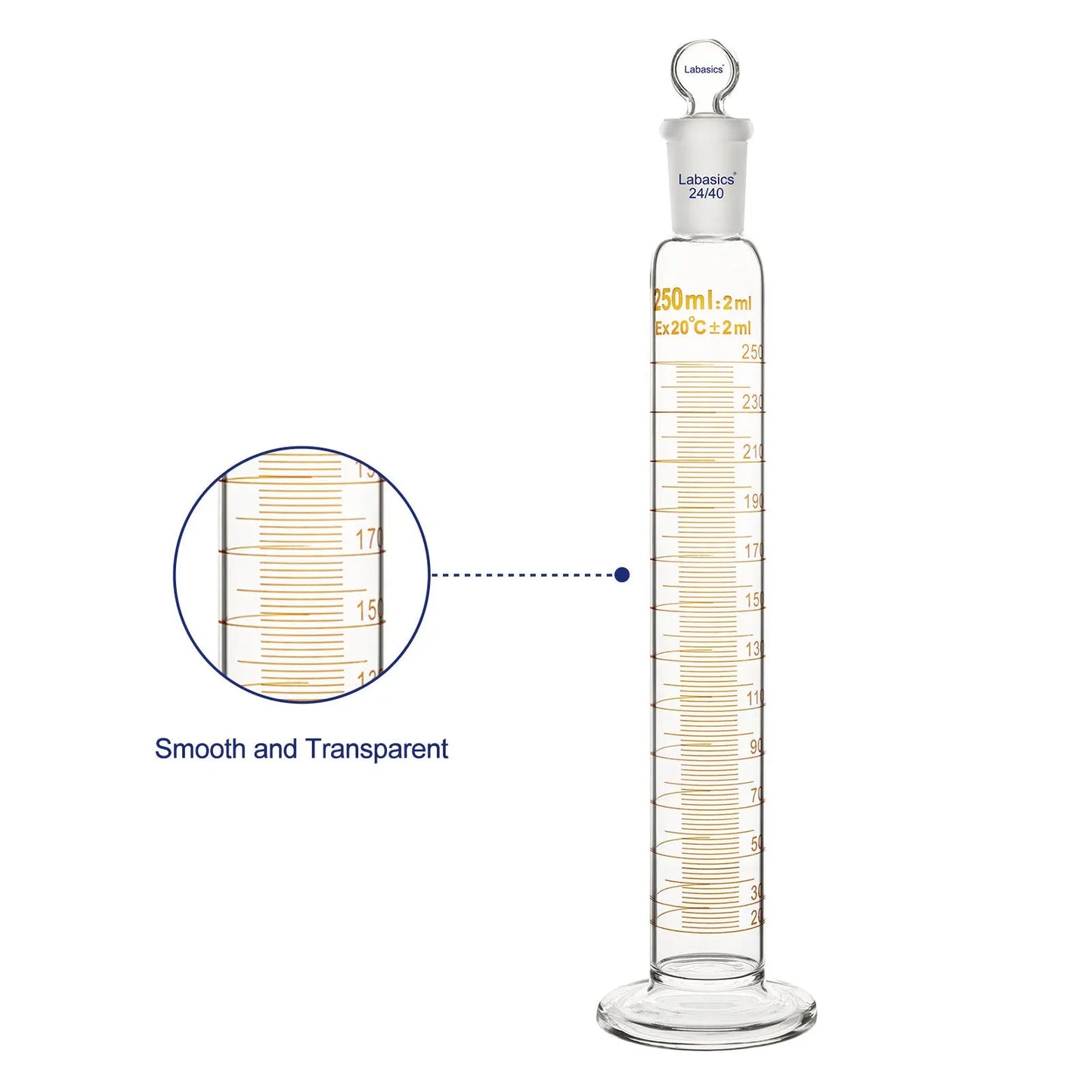 Graduated Cylinder with Stopper, 250ml Labasics