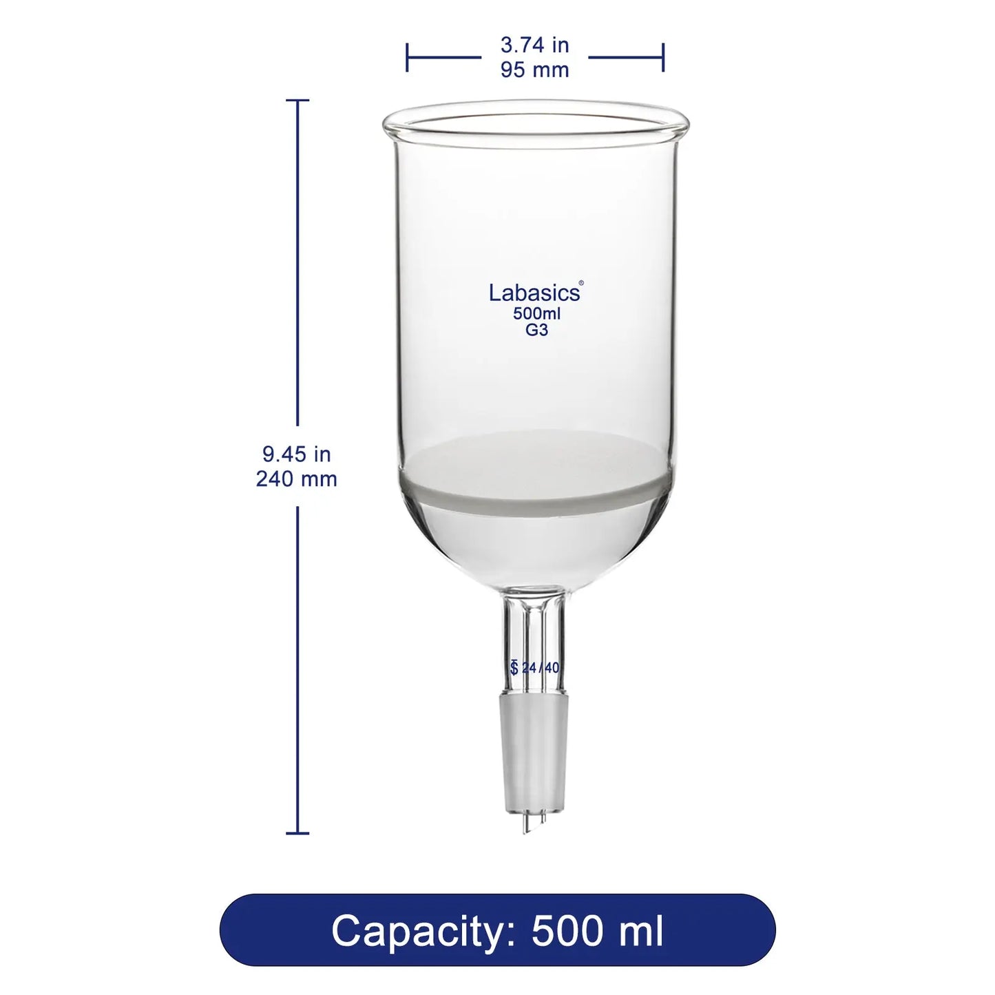 Glass Buchner Filtering Funnel with Fine Frit G3 Labasics
