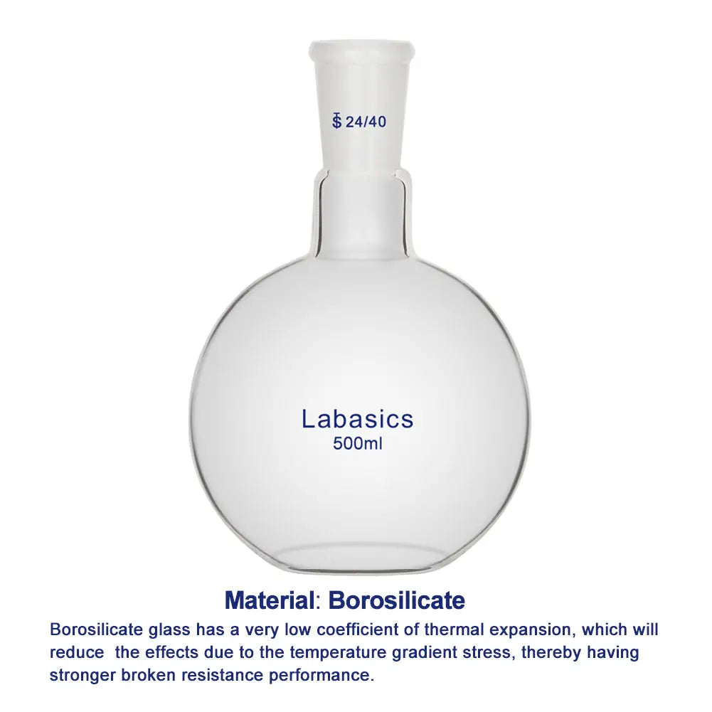 Glass Flat Bottom Flask, 24/40 Standard Taper Outer Joint, 50-2000 mL Labasics