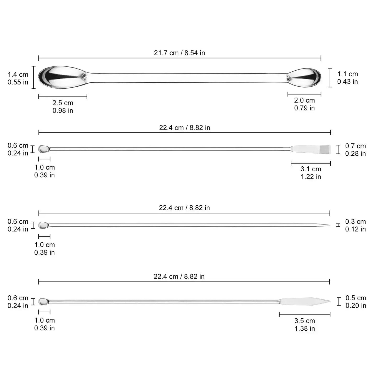 4 Pcs Lab Micro Spoon and Spatula Set Labasics