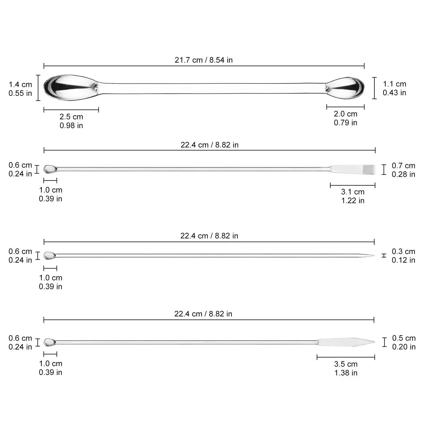 4 Pcs Lab Micro Spoon and Spatula Set Labasics