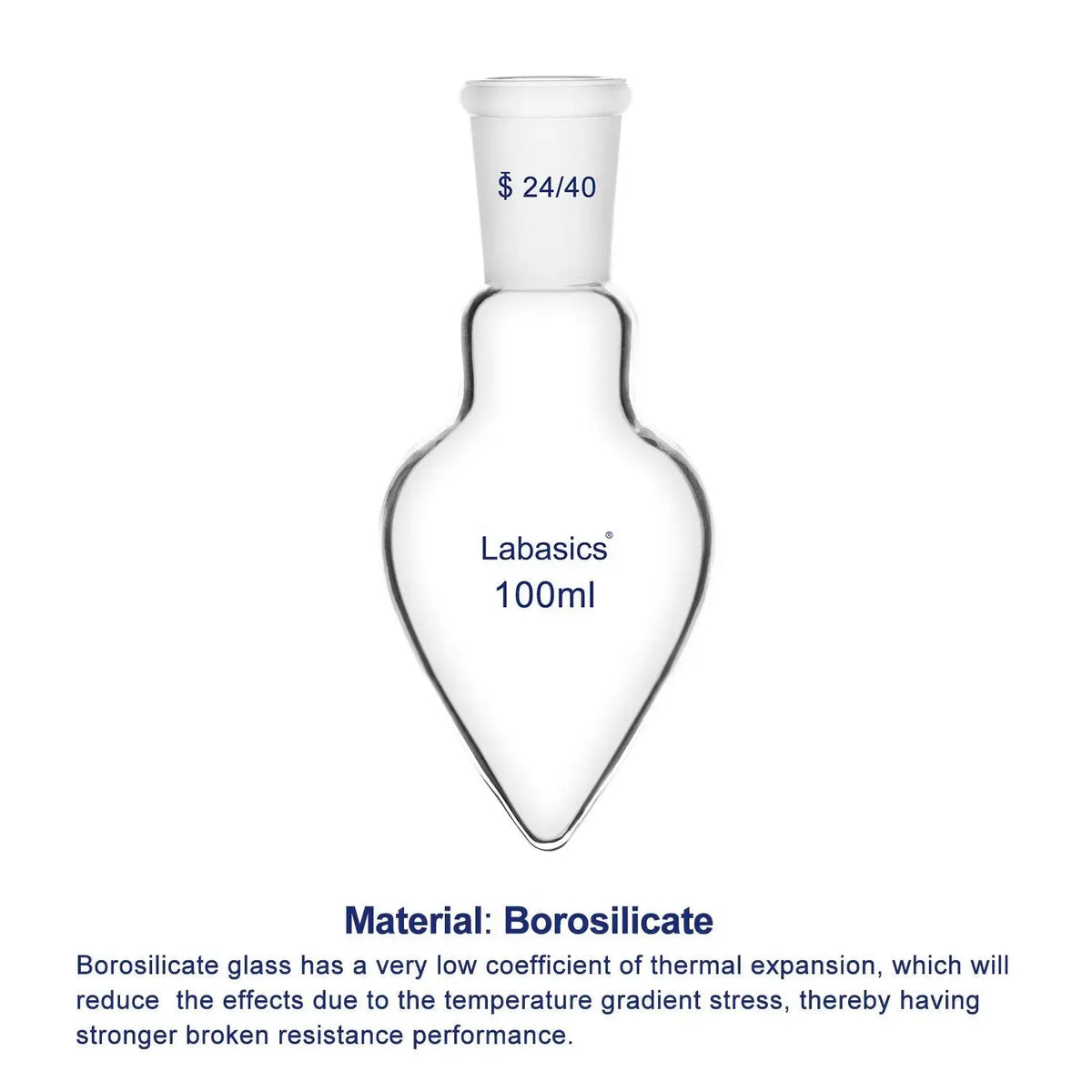 Borosilicate glass body of Labasics pear-shaped flask
