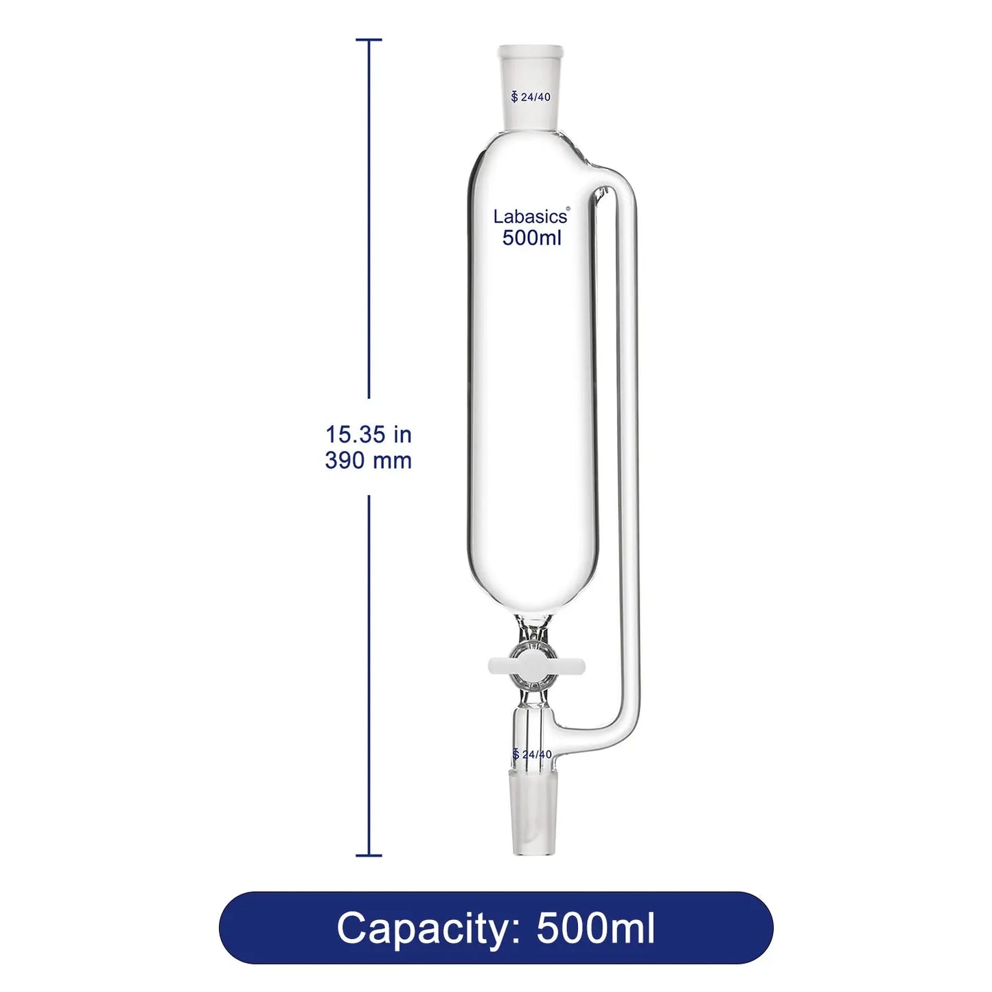 Pressure Equalizing Addition Funnel, Borosilicate Glass Dropping Funnel 24/40 Joint Labasics