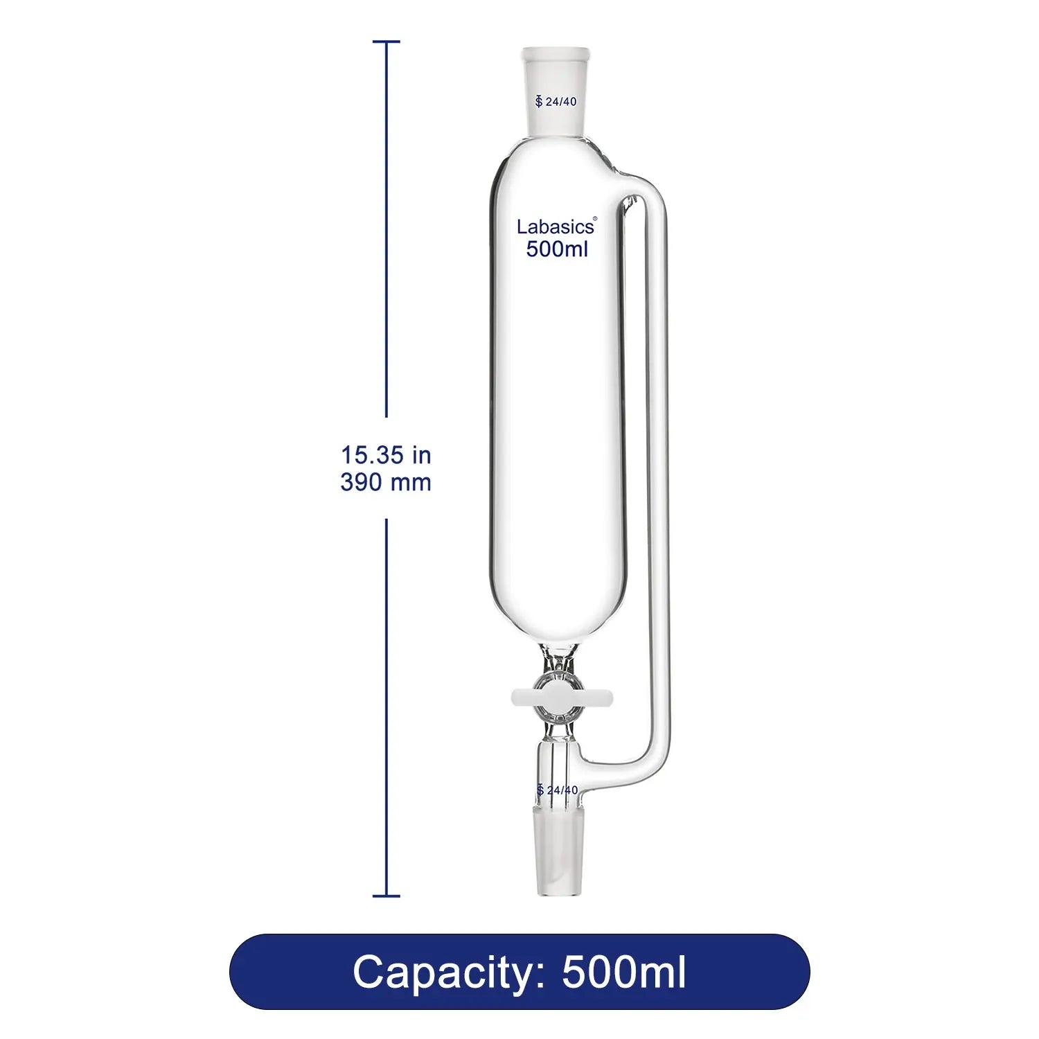 Pressure Equalizing Addition Funnel, Borosilicate Glass Dropping Funnel 24/40 Joint Labasics