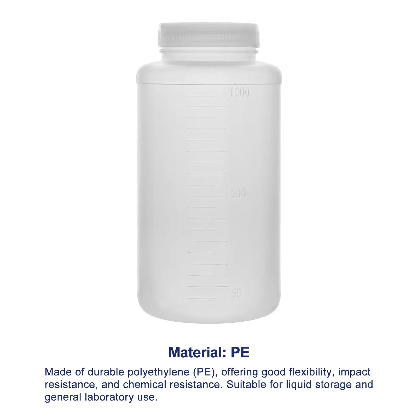 HDPE material of a wide mouth plastic reagent bottle for laboratory storage