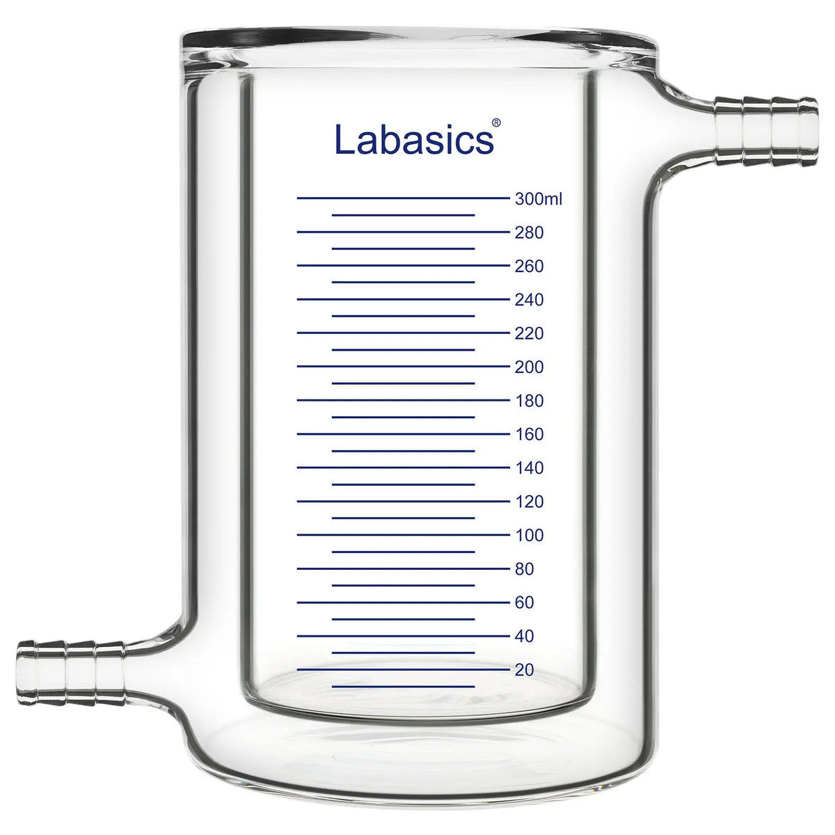 300 ml borosilicate glass jacketed beaker, suitable for controlled chemical reactions