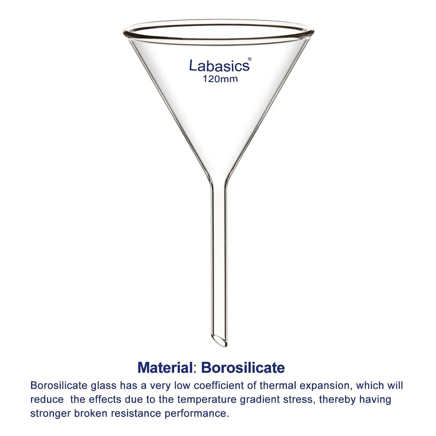 Glass Funnel Set, Short Stem, 4 Sizes, Combo Pack Labasics