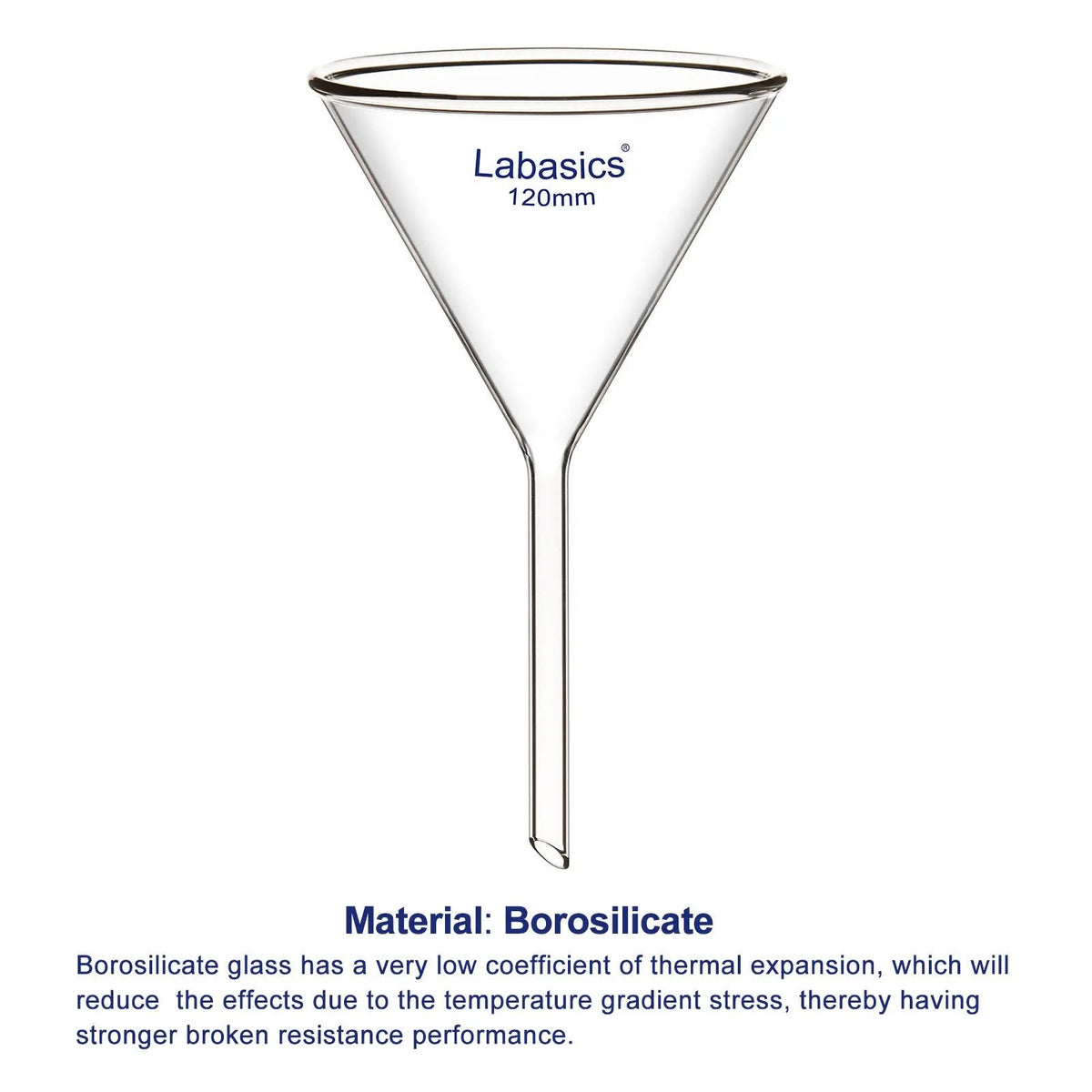Glass Funnel Set, Short Stem, 4 Sizes, Combo Pack Labasics