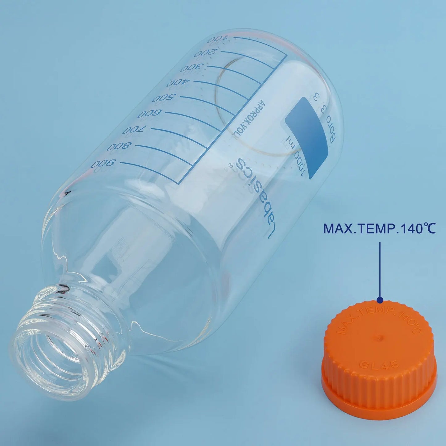 Transparent Media Storage Bottle, Borosilicate Glass, 250–2000 mL Labasics Shop