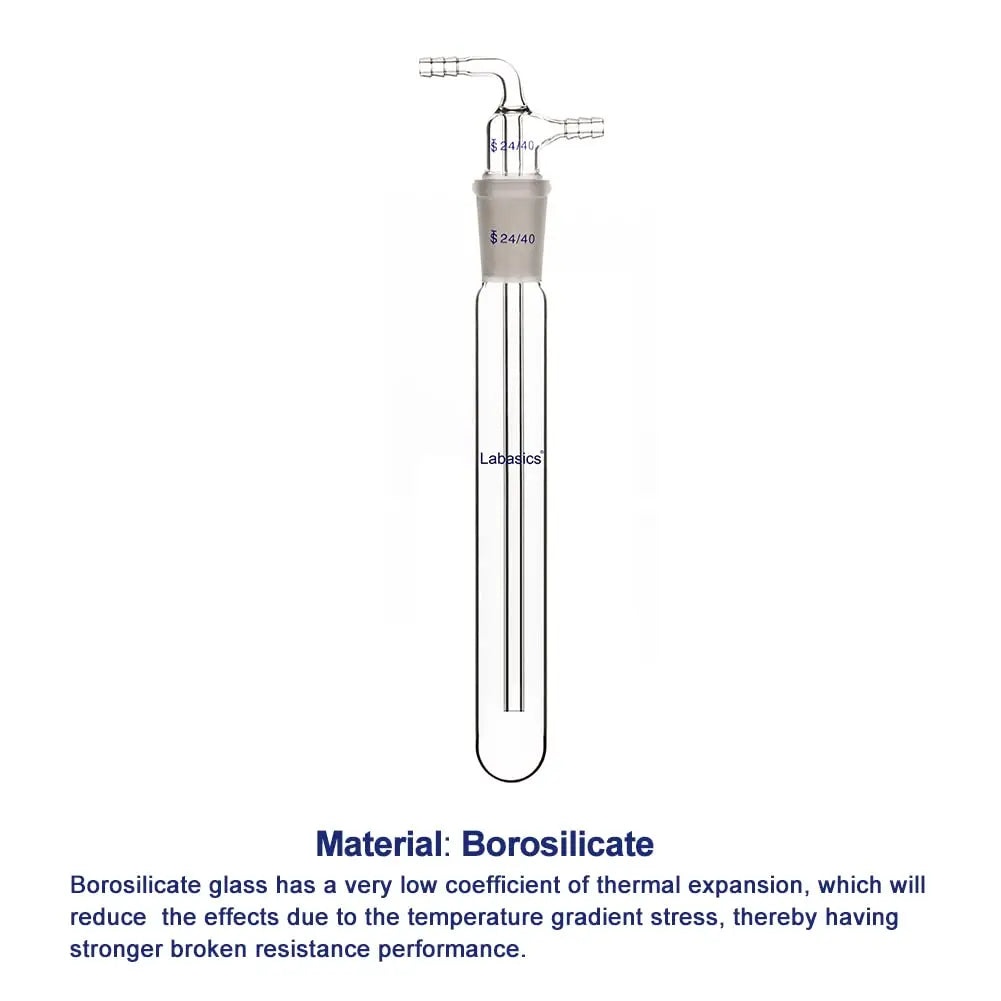 Glass Vacuum Cold Trap, 10 mm Serrated Hose, 200 mm Length Below with 24/40 Joint Labasics