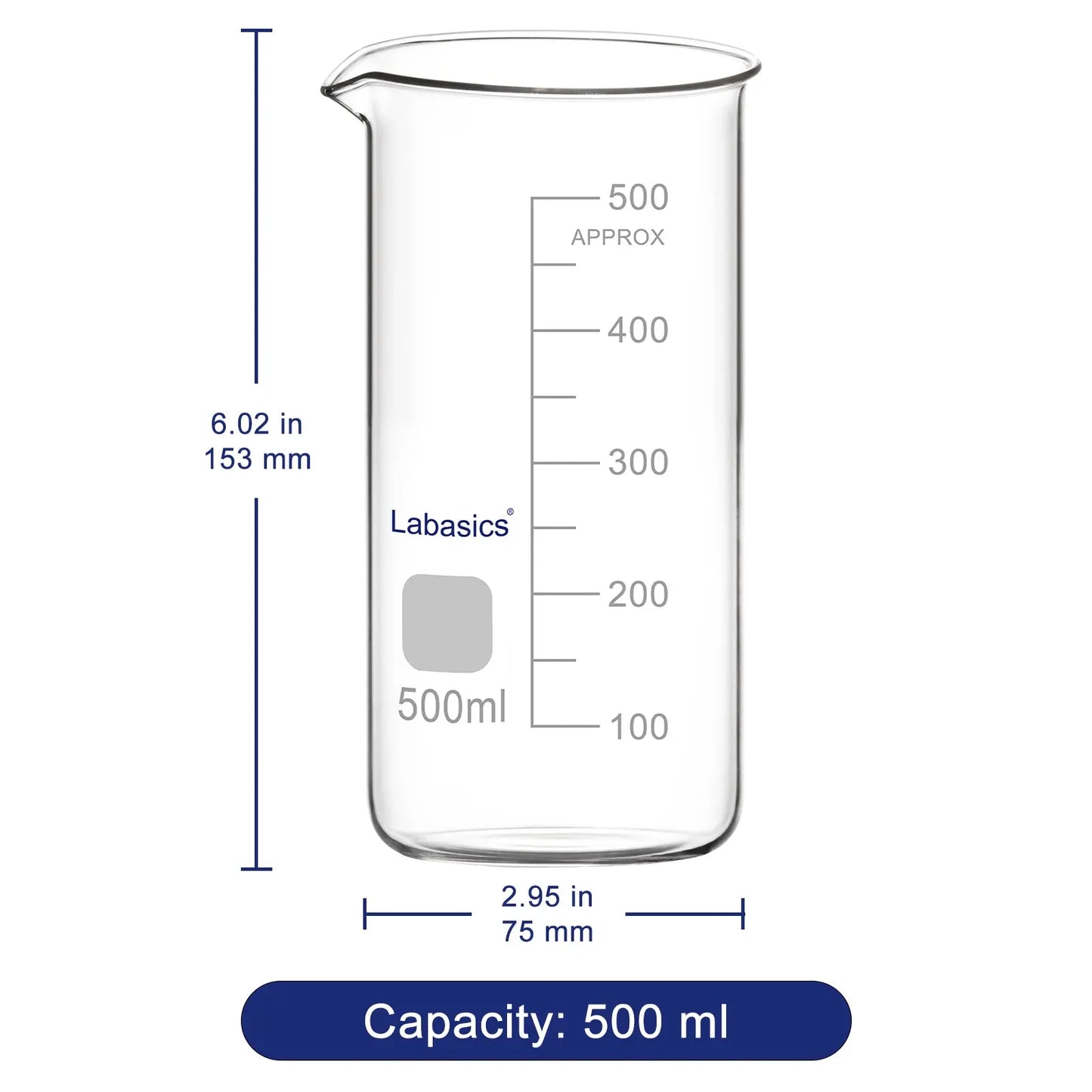 Tall Beaker with Pouring Spout, 50-500 ml Labasics shop