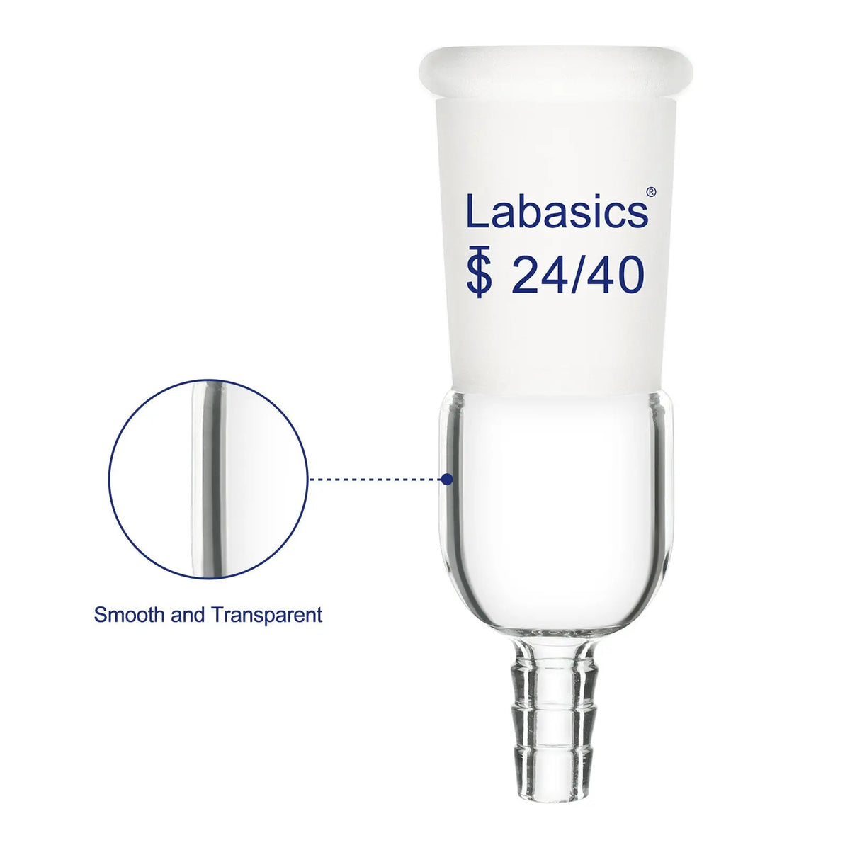 Glass Vacuum Inlet Adapter, 8mm (0.31inch) hose connection Labasics