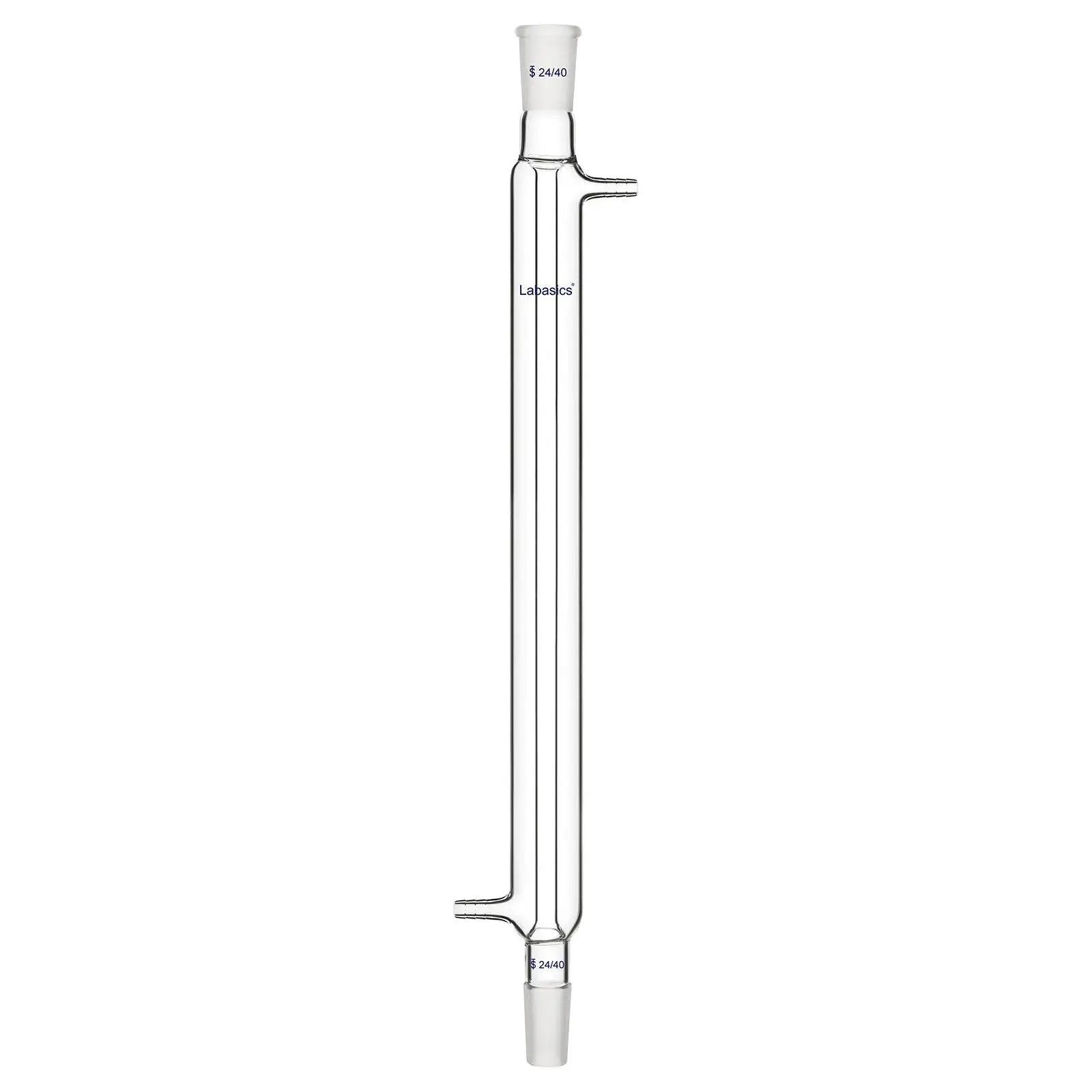 Liebig condenser, 400 mm jacket length, borosilicate glass, 24/40 joints, efficient heat exchange for laboratory distillation systems