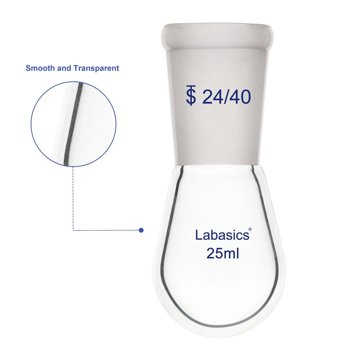 Borosilicate Glass Single Neck Recovery Flask Rotary Evaporator Flask, with 24/40 Outer Joint