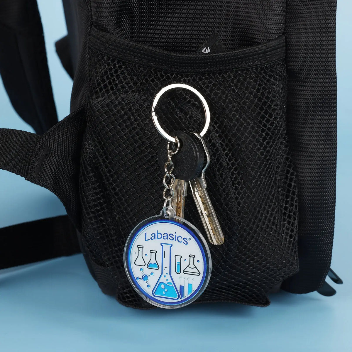 Acrylic laboratory-themed keychain as an everyday accessory or science gift
