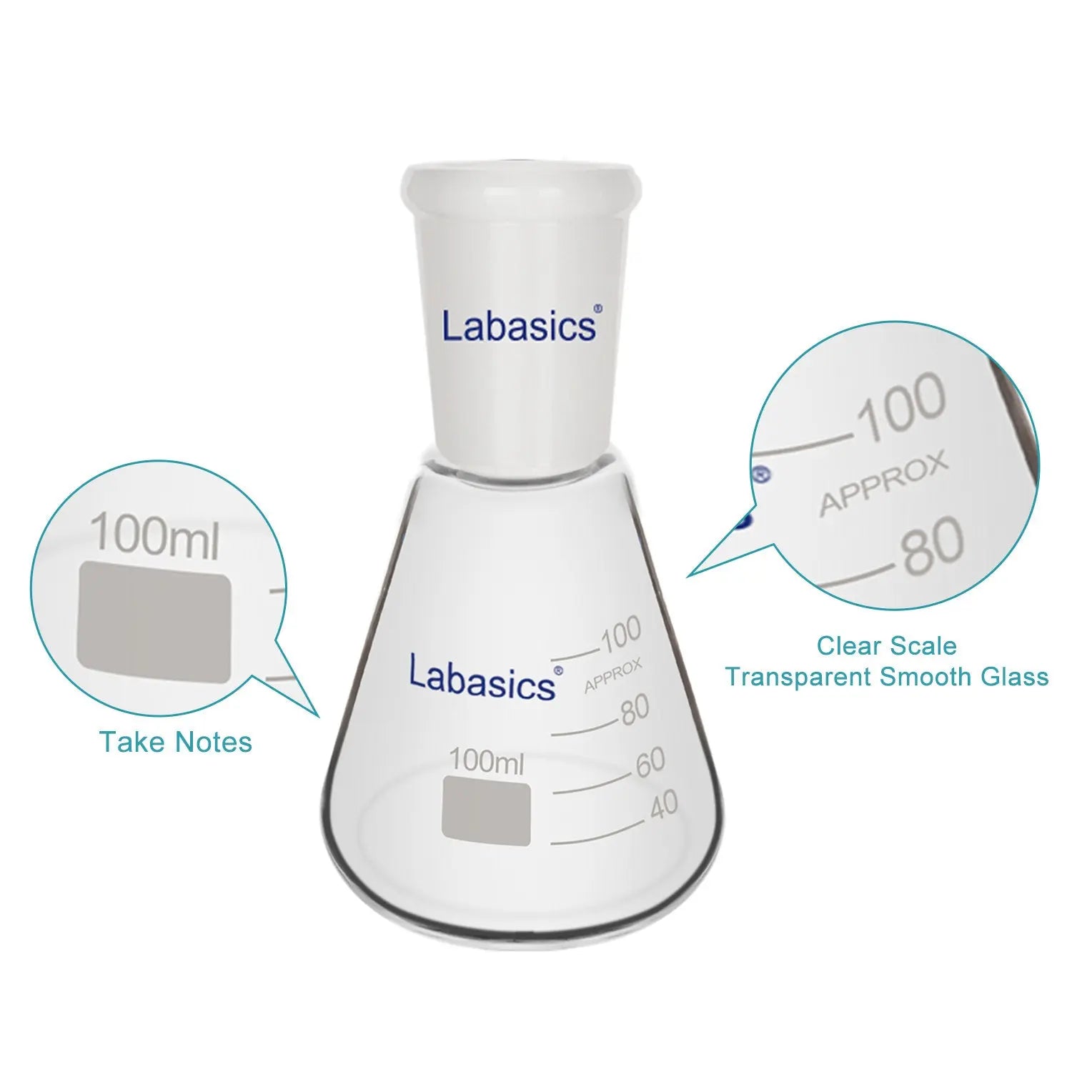 Glass Erlenmeyer Flask, 24/40 Standard Taper Outer Joint, 100/500/1000 mL Labasics
