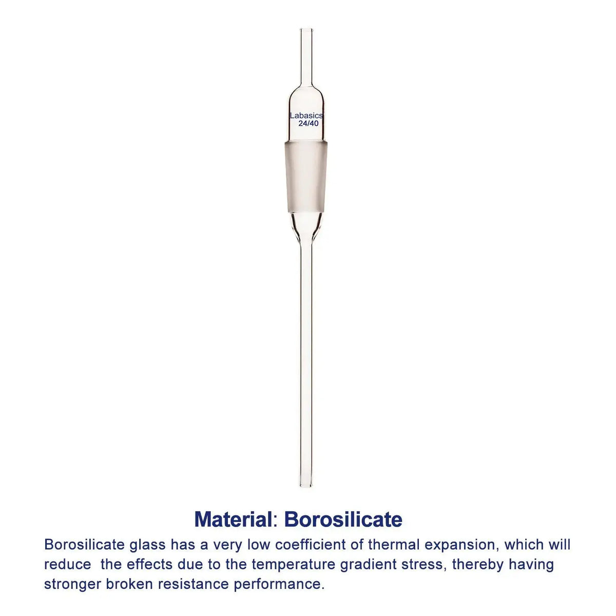 Glass Extended Adapter, Air Flow Tube Borosilicate Glass Inlet Adapter with Extended Drip Tube 8 mm Diameter and 15 mm Lower Length Labasics